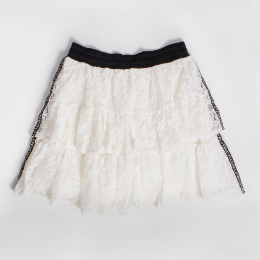 Side Taped Tiered Lace Skirt
